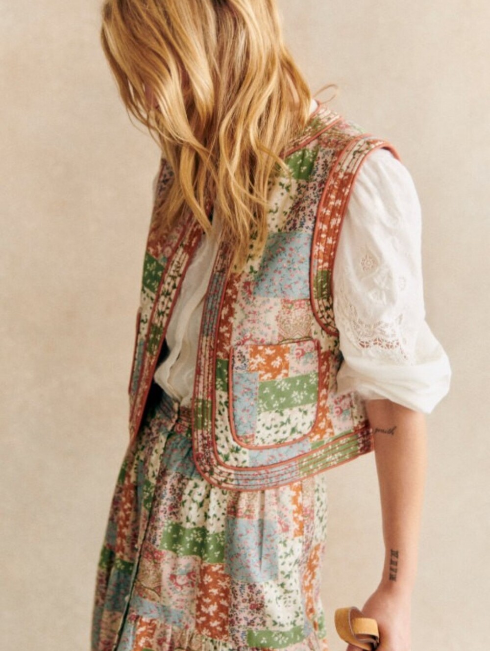 Sezane Tadeo Jacket in Flowers Patchwork Print size 44